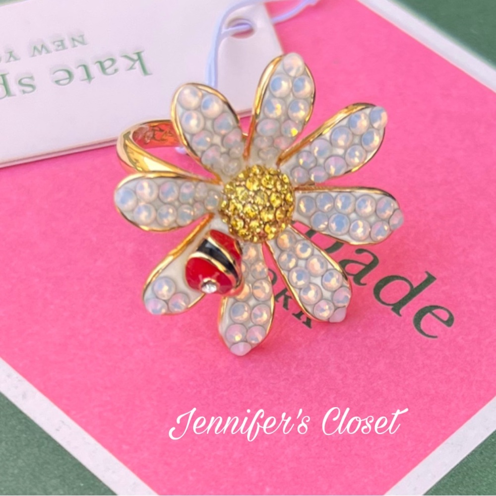 Kate Spade Crystal Flower Statement Ring Sz 7 / NWT